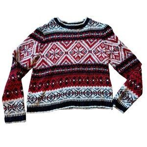 Vtg Basic Editions Sweater Fair Isle Ski Pullover Size Medium